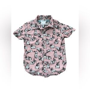 Denim & Flowers Ricky Singh Size 7 Pink Bunny Rabbit Easter Button Down Shirt